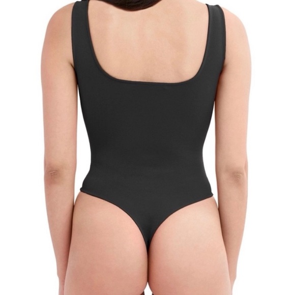 BCBGeneration Black Thong Bodysuit With Notch Neckline - Picture 3 of 7